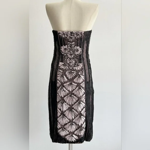 Vintage Sue Wong Size 6 Black & Blush Beaded Soutache Cocktail Dress - Picture 4 of 7